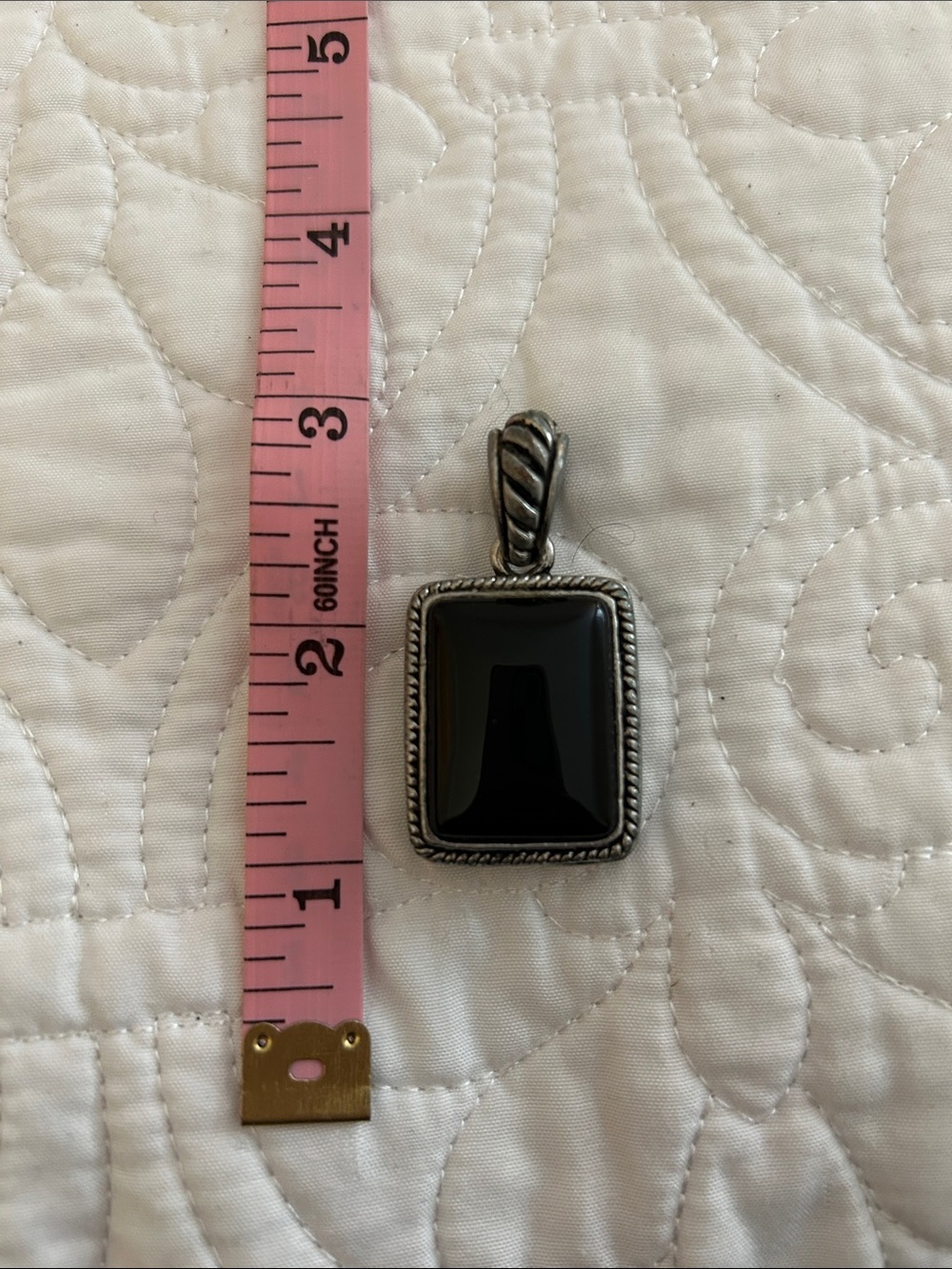 Sterling Silver Black Onyx Square Pendant